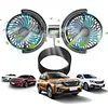 Dual Head Car Fan for Backseat 3 Speed Separate Control USB Air Circulation Fan 360 Degree Rotatable for Sedan SUV RV Truck Vehicle
