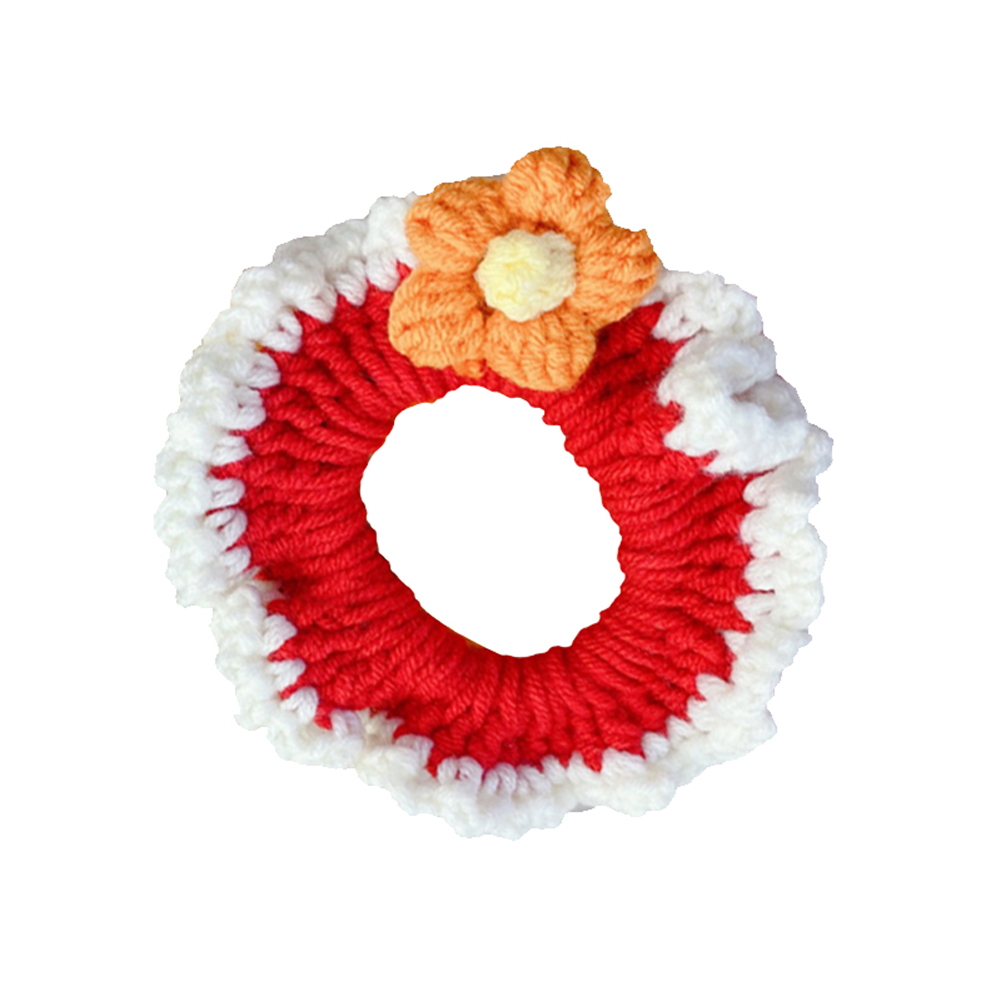 

Cute Knitted Scrunchies Elastic Hair Ties Women Flower Ponytail Holder Rope, Red, 501 Original