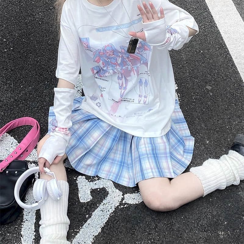 Japanese Tshirt Women T Shirt Harajuku Couple Wear JK Uniform Short-sleeved T-shirt Sweet Cool Loose College Plus Size Trendy