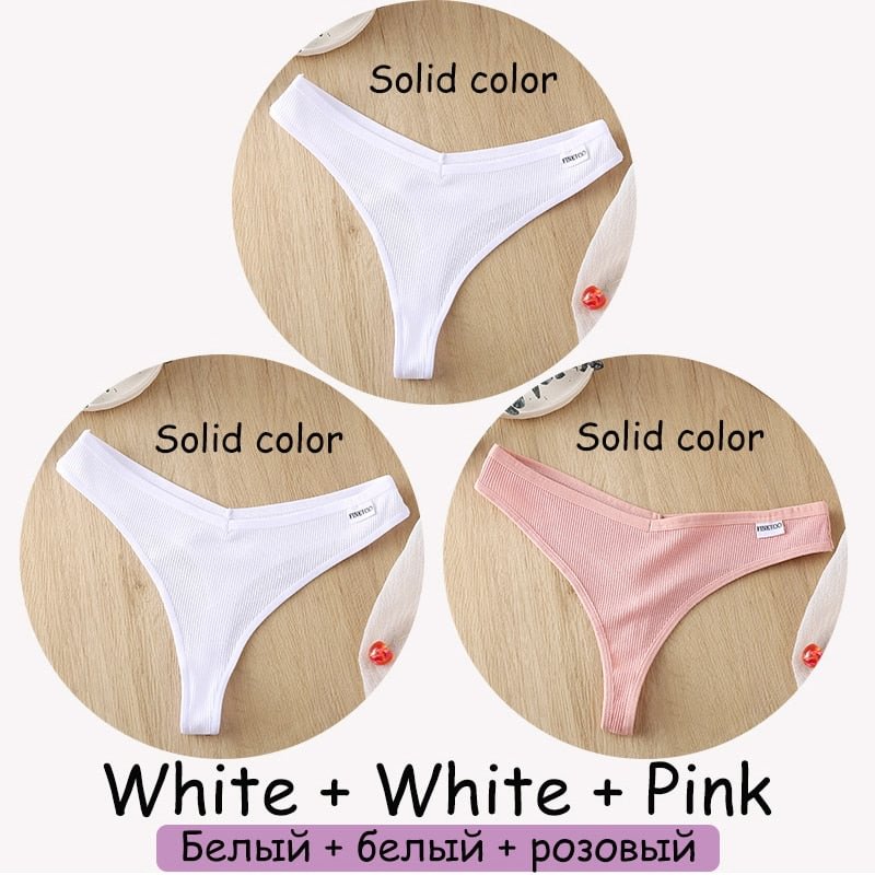 Sexy Panties Cotton G-String Embroidery Women Underwear Low-waist Thong Solid Color Female Underpants Intimates Lingerie M-XL