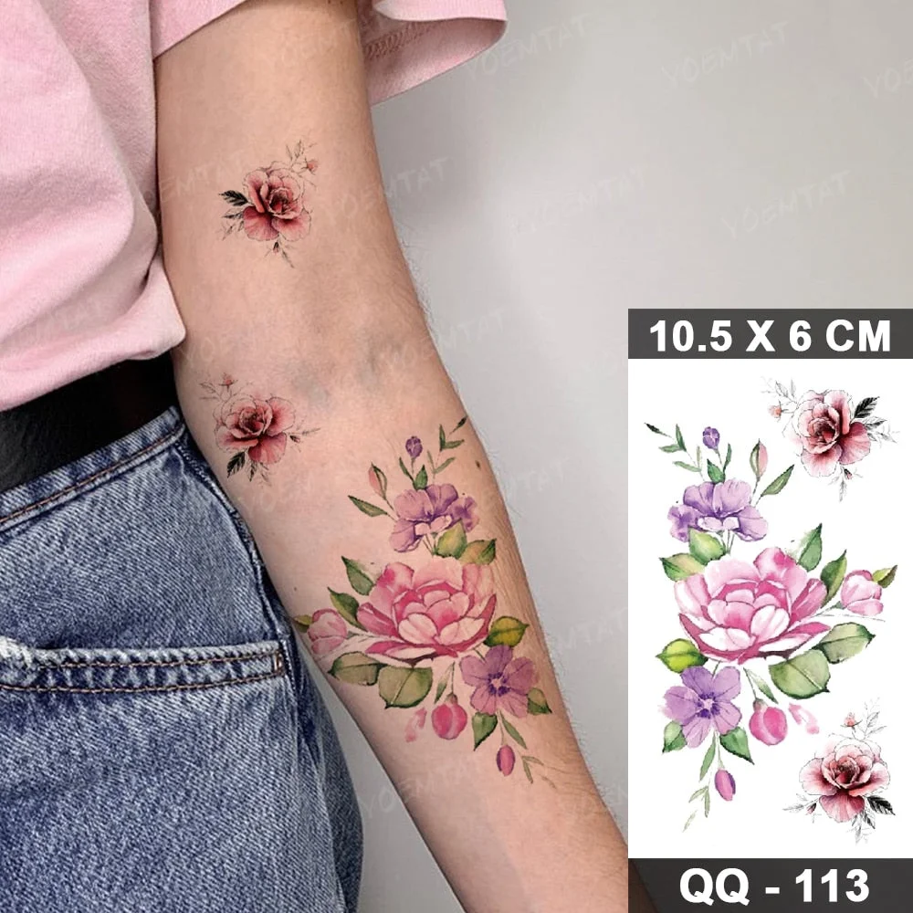 Transfer Temporary Tattoo Stickers Butterfly Flower Realistic Sexy Flash Tatoo Women Men Arm Waist Line Body Art Fake Tatto Cool