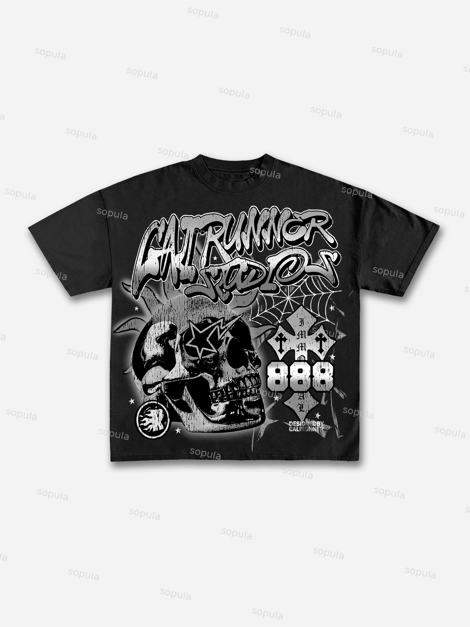 Mens Flame Abstract Skull Graphic Cotton T-Shirt