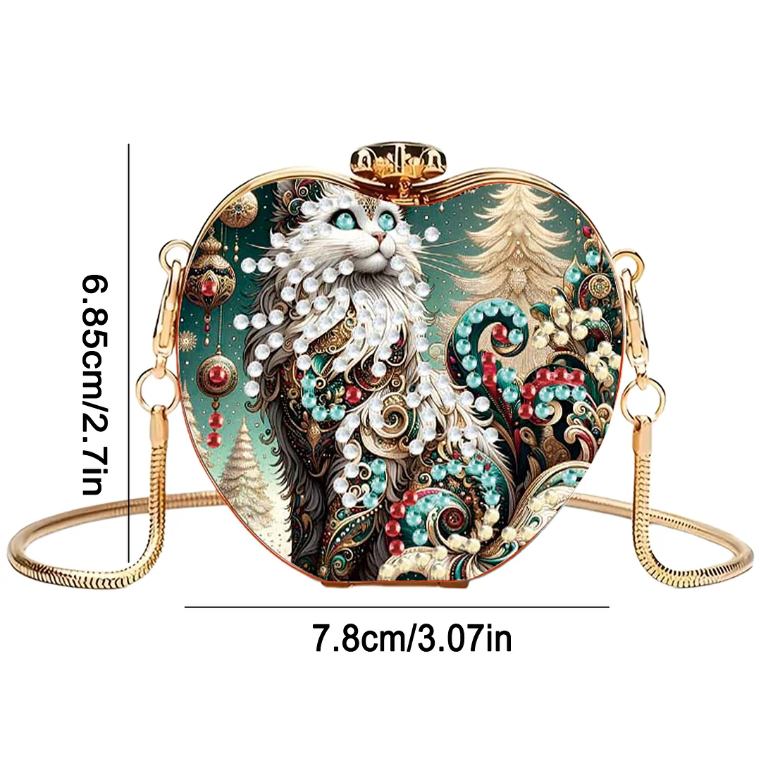 Cats D DIY Acrylic Love Diamond Art Painting Card Case Wallet with Chain Small Diamond Painting Crossbody Bag for Adults Women Girls Gift