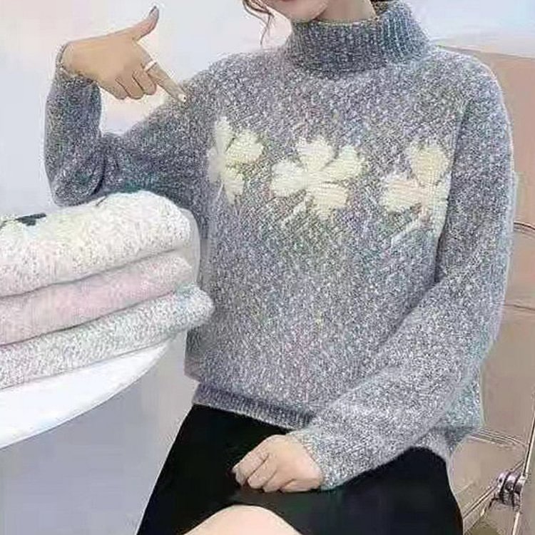 Plant Knitted Long Sleeve Knitted Sweater QueenFunky