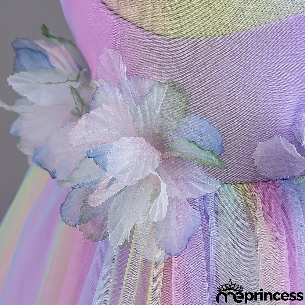 Infant and Toddler Dresses Floral Dress Multi-Color Mesh Pouf Princess Dress