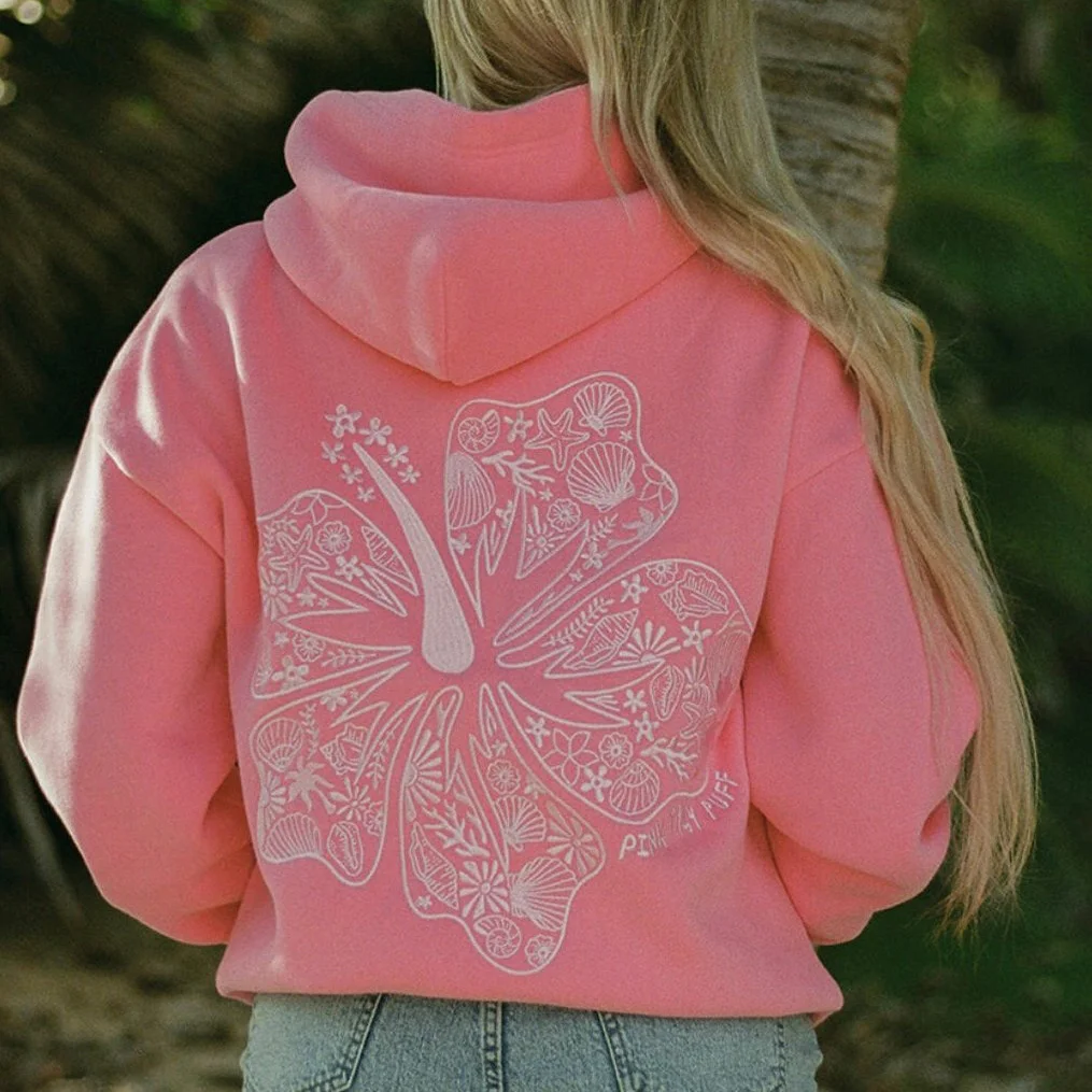 Women's Drop Sleeve Threaded Print Hoodie