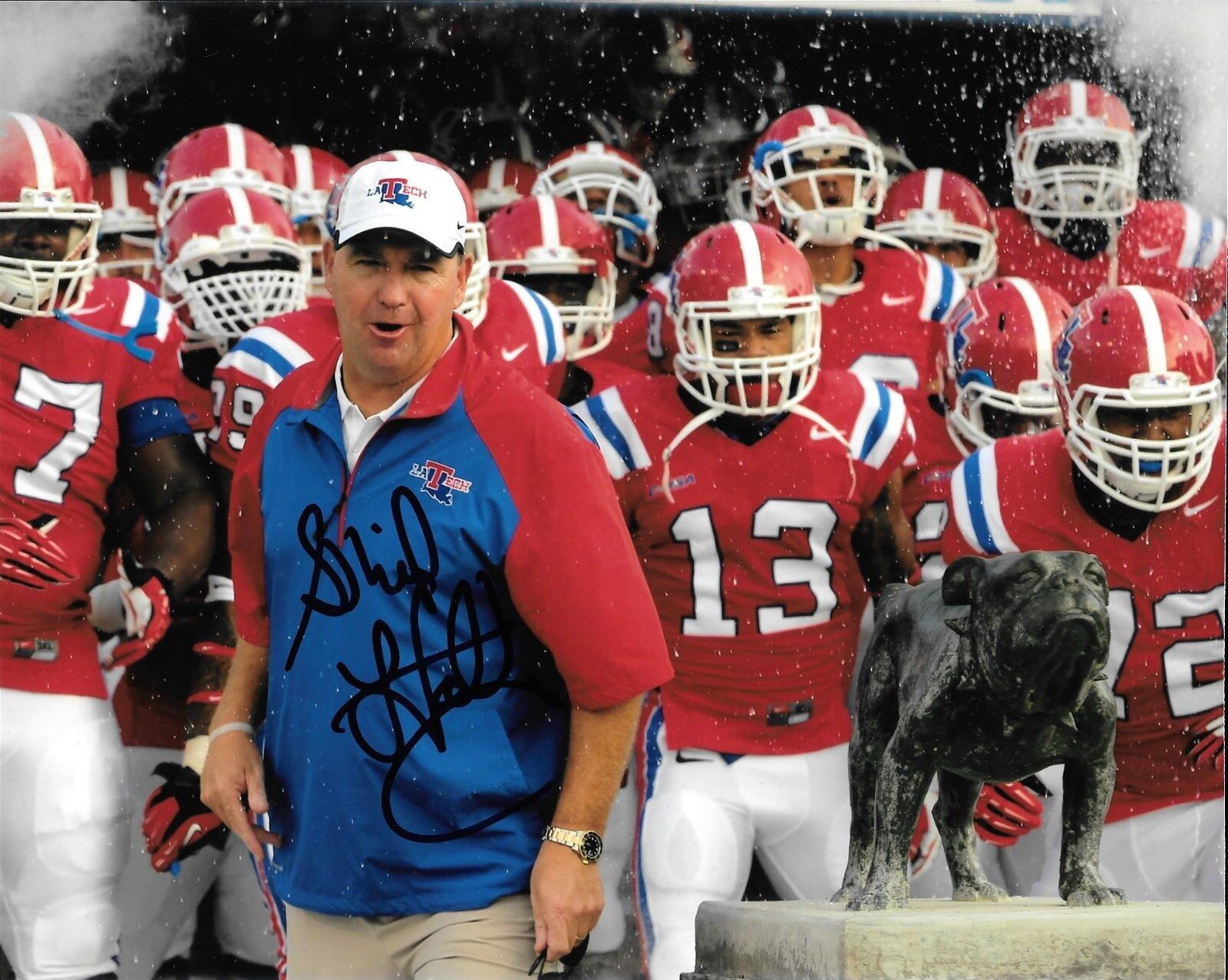 SKIP HOLTZ HAND SIGNED LOUISIANA TECH BULLDOGS 8X10 Photo Poster painting W/COA