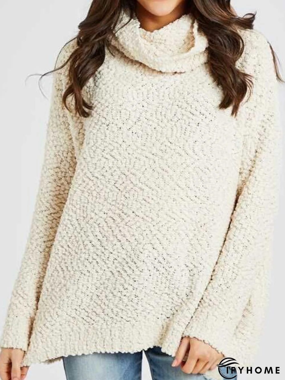 Casual Plus Size Cowl Neck Long Sleeve Sweater | IFYHOME