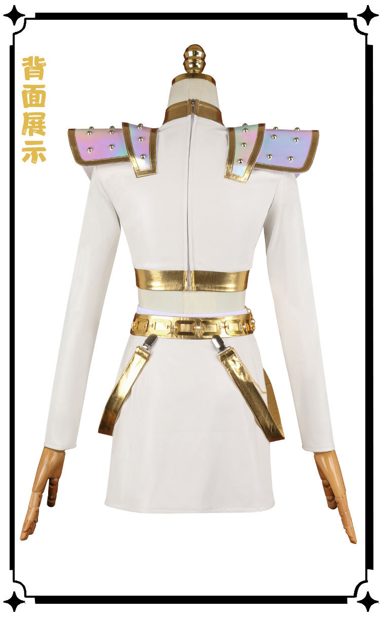 Tegooe Huntrix Zoey Cosplay Costume Wig for Women - Demon Hunter Uniform - BlackWhite Golden - S-3XL