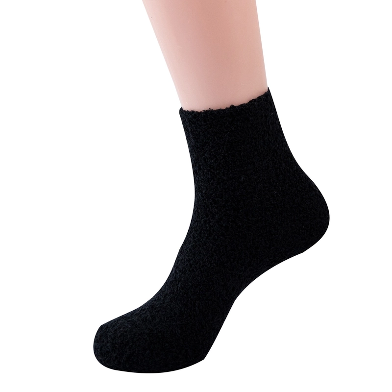 Women Slippers Socks Fluffy Plush Home Sleeping Socks Coral Fleece Socks Candy Color Mid-tube Socks