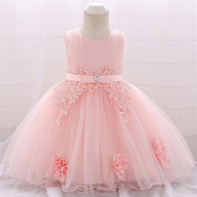 2021 White Gown Baby Girl Dresses Party And Wedding Christening Dress For Girl Frock 2 1 Year Birthday Princess Dress 6 12 Month