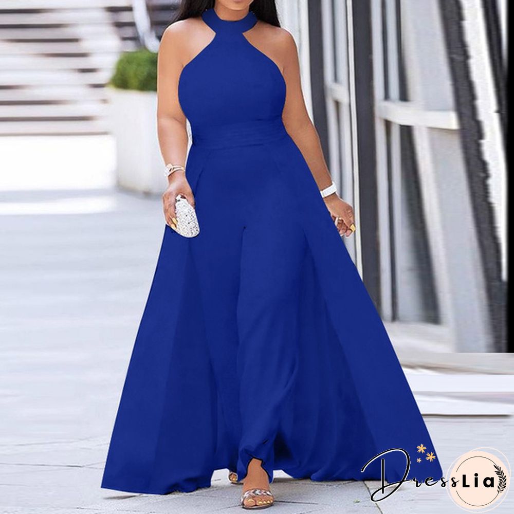 S-XL Womens Sleeveless Neck Solid Color Holiday Maxi Dress Elegant Formal Party Prom