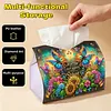 (24cm)Diamond Art Tissue Box Cover DIY PU Desktop(Flowers and Butterflies)