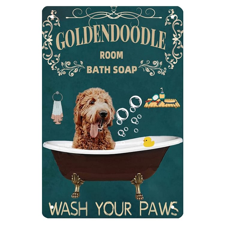 Goldendoodle Room Bath Soap - Vintage Tin Signs/Wooden Signs - 7.9x11.8in & 11.8x15.7in