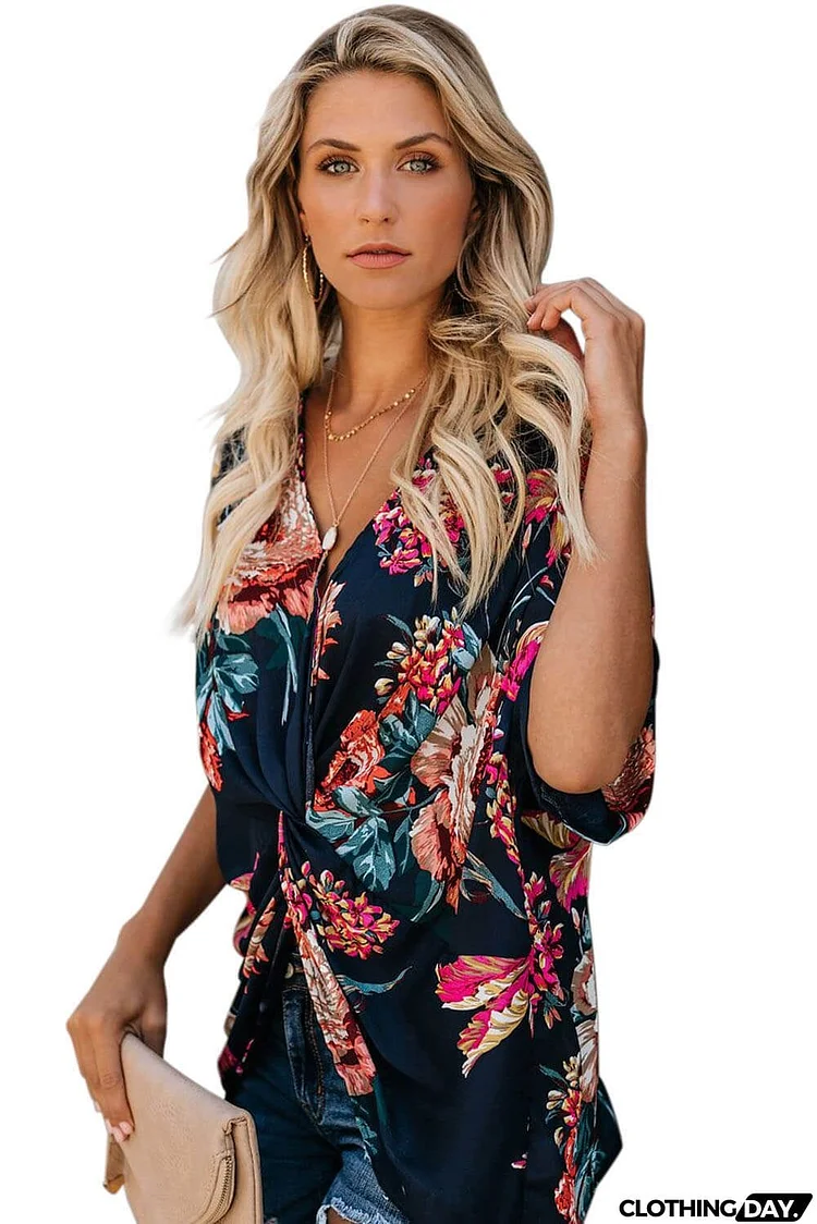 Amaryllis Floral Twist Top