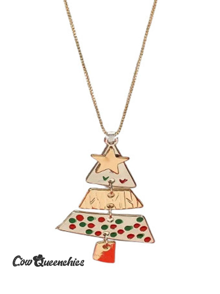 Colorful Christmas Tree Necklace Multicolor / OneSize