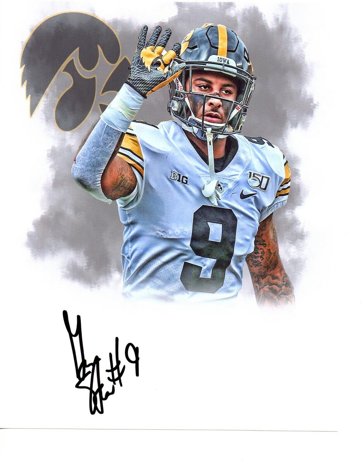 Geno Stone Iowa Hawkeyes signed autographed 8x10 football Photo Poster painting Hawks 2020Draft#