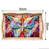 DIY Diamond Painting Wooden Tray Food Tray with Handle Living Room Decoration Butterfly Wooden Tray Kit