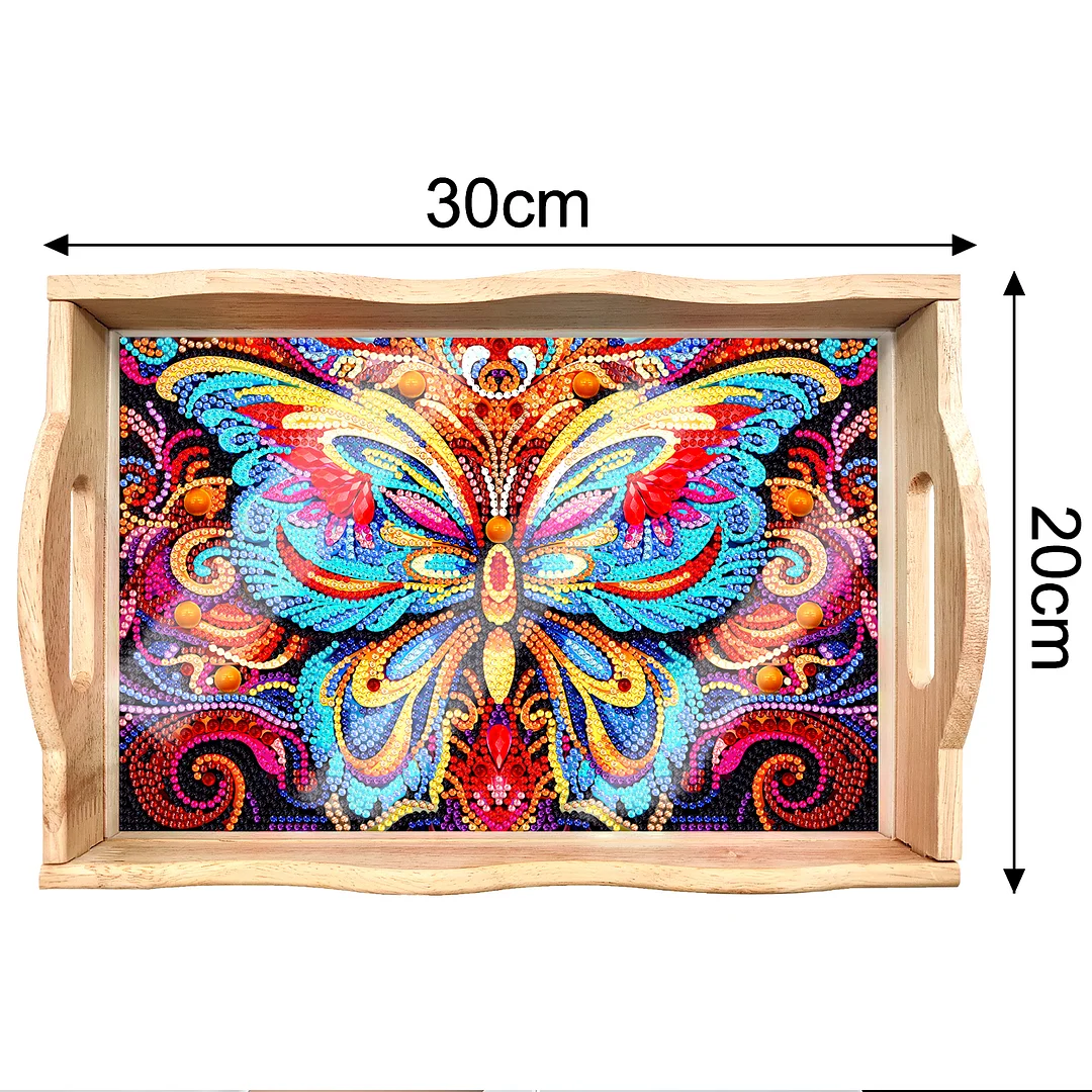 Diamond Painting Nesting Food Trays with Handle Coffee Table Tray(30*20cm)