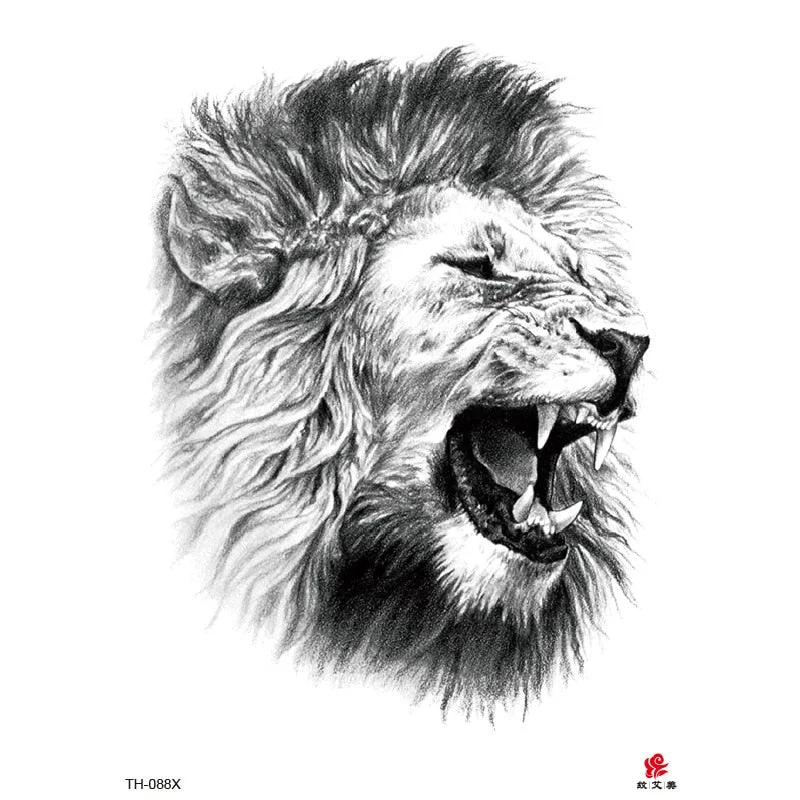 Lion Tiger Cool Temporary Tattoo Sticker Fashion Wolf Waterproof Animal Body Art Arm Tatto Fake Removable Tatoo for Men Women