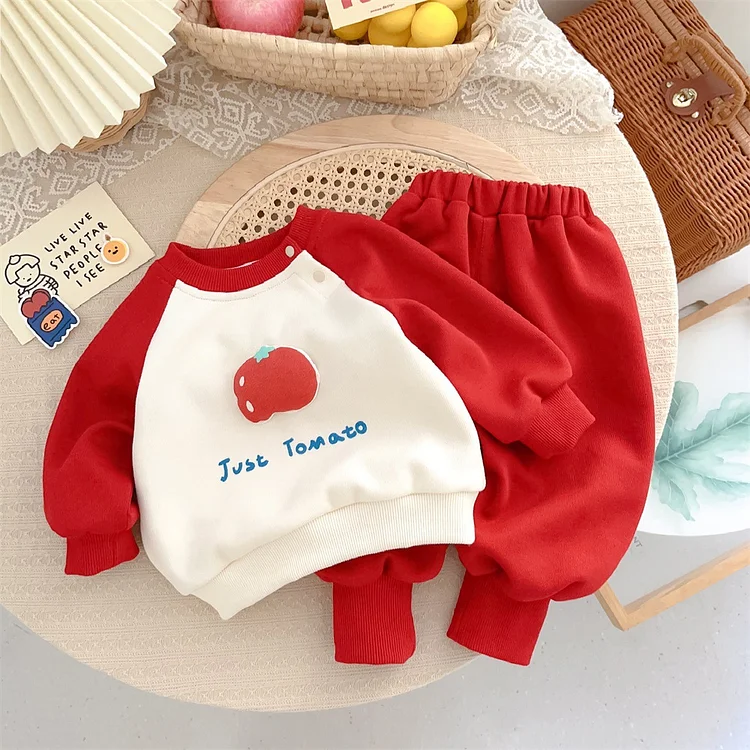 Baby Boy/Girl Tomato Patch Long Sleeve Sweatshirt with Pants Set