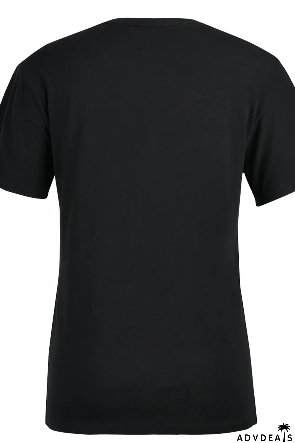 Black Casual Street Print Split Joint Letter O Neck T-Shirts