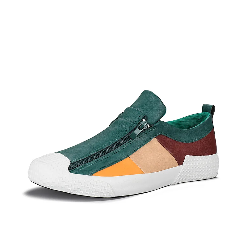 Qengg Leather Men Loafer Shoes Designer Sneakers Breathable Men's Vulcanized Shoes Comfortable Moccasins Casual Flats