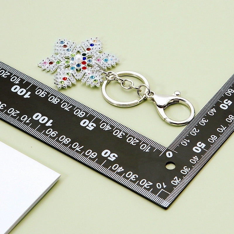 Korean Style Snowflake Alloy Inlay Rhinestones Christmas Women’s Bag Pendant Keychain
