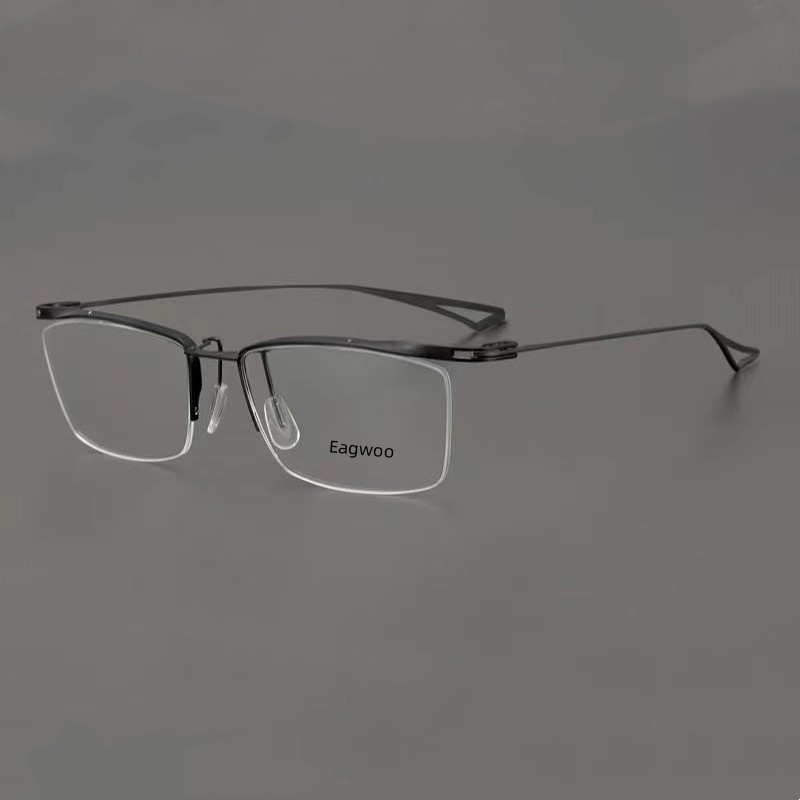 Pure Titanium Eyeglasses Half Rim Optical Frame Prescription Spectacle ...
