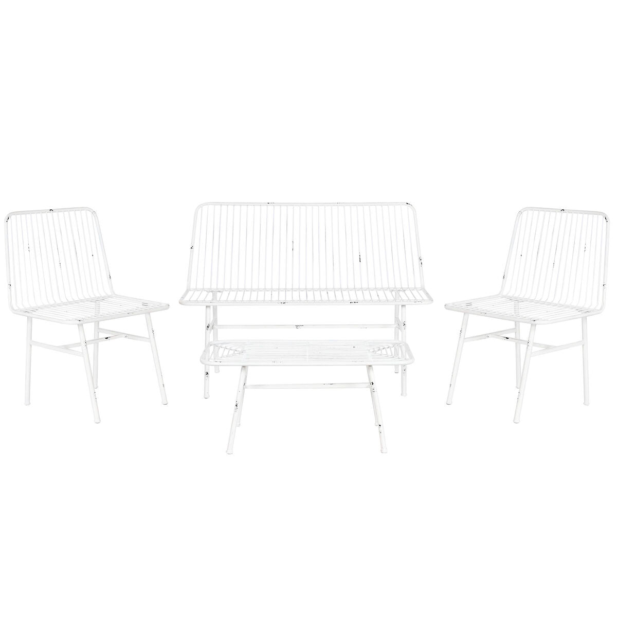Table Set with 3 Armchairs Home ESPRIT White Metal 115 x 53 x 83 cm