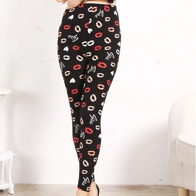 CUHAKCI Leggings Women Colorful Digital Print Sexy Leggings Stretch Workout Push Up Trousers Fitness Pants
