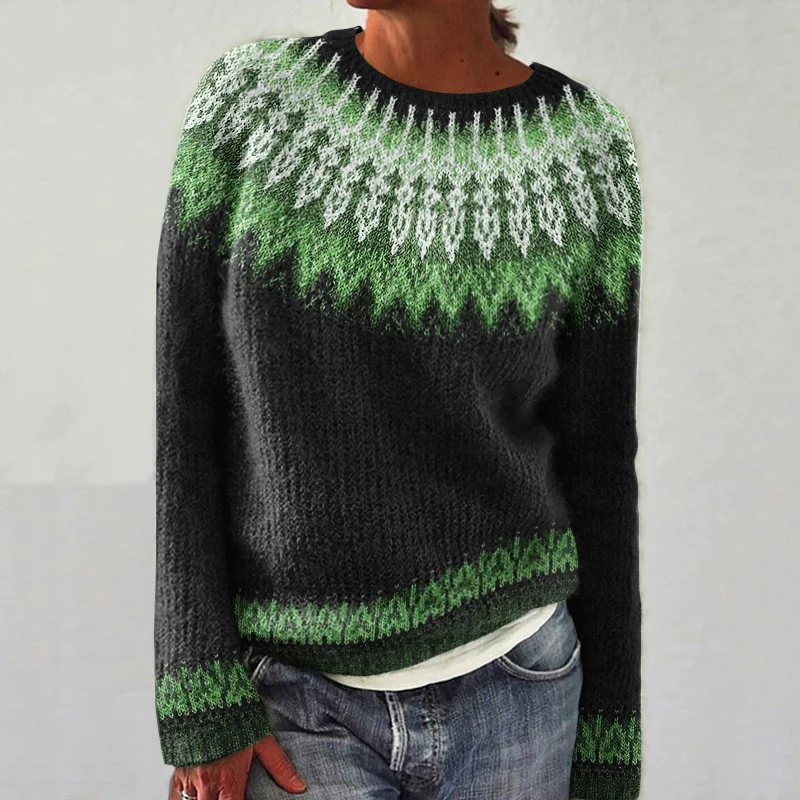 Vintage Fairman Island Knit Jacquard Crew Neck Sweater