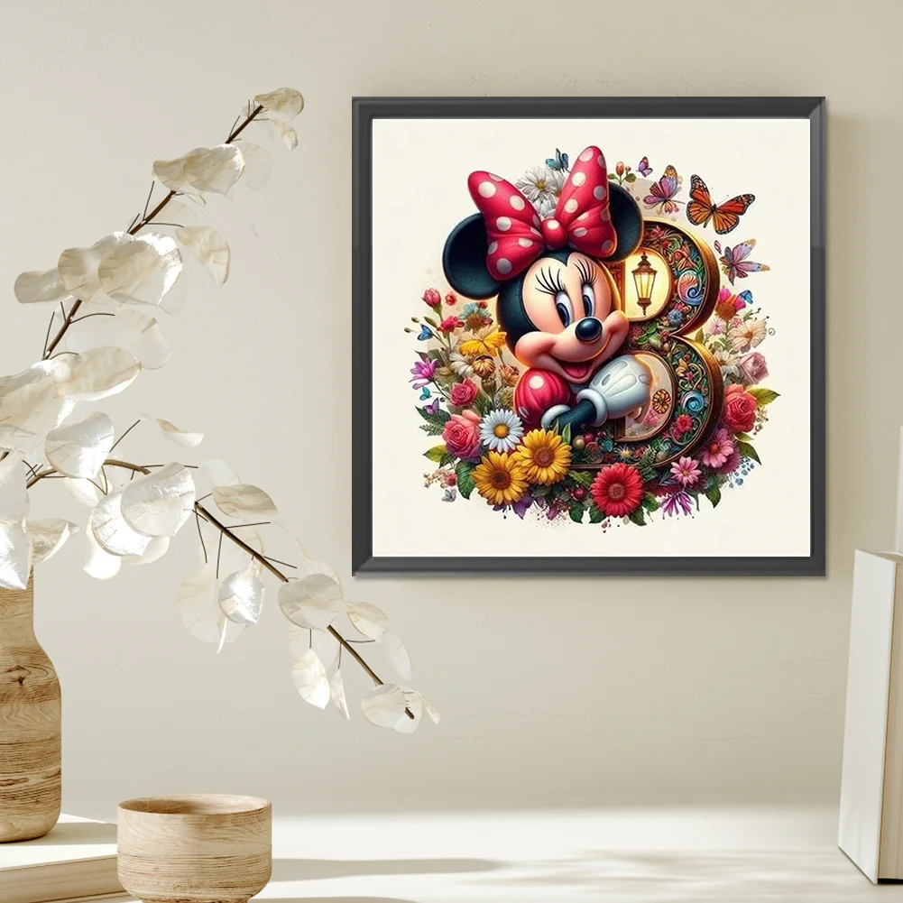 Partial AB Diamond Painting - Full Round Drill - Mickey Minnie Letters(Canvas|35*35cm)