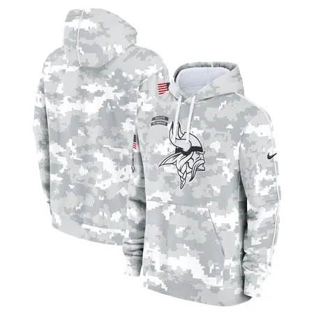 Men's Minnesota Vikings  Arctic Camo 2024 Salute to Service Club Fleece Pullover Hoodie