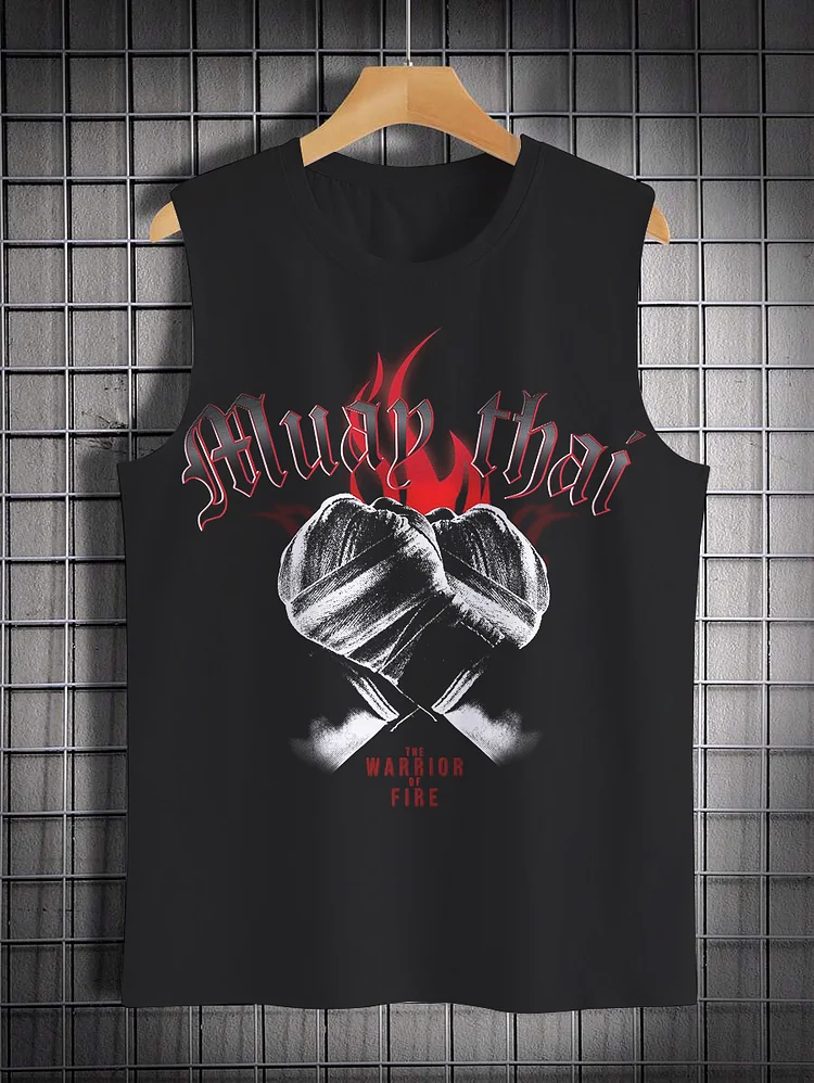 Men's Muay Thai A Thaiboxing Fighter Art Print Tank Top