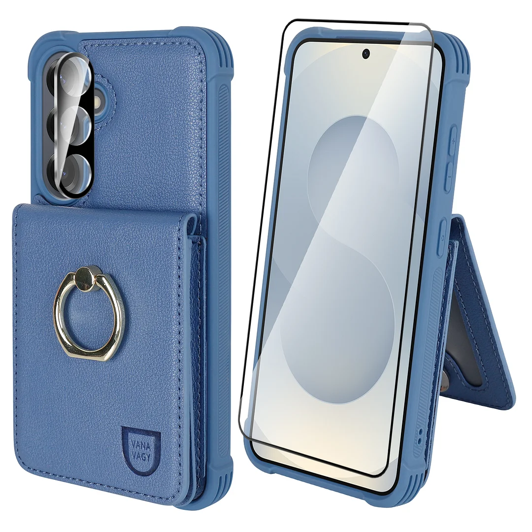 VANAVAGY Wallet Case Compatible for Galaxy S25 5G with Credit Card Holder and Coin Pocket