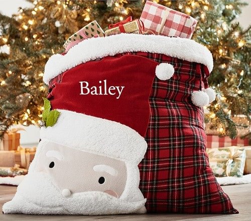 Custom Name Embroidery Christmas Gift Bag Multiple Drawstring Gift Bags Buggy Bag