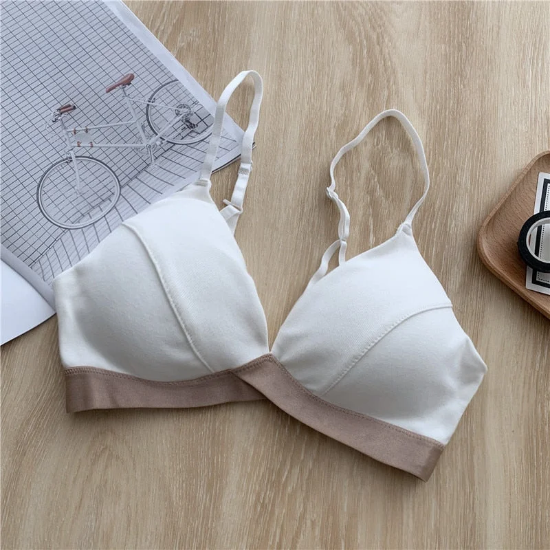 Cute Bralette Top Cotton Bra Women Comfort Bralet Underwear Wireless Bras Candy Color Brassiere Ladies Intimates Lingerie