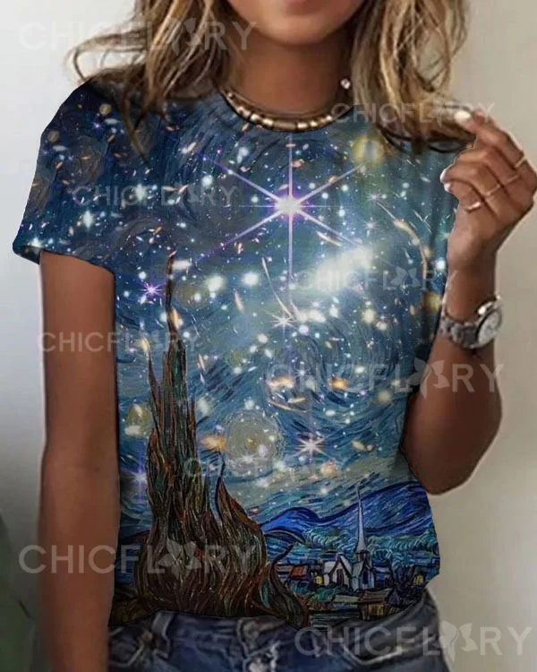 Women's Art Star Print Casual T-Shirt