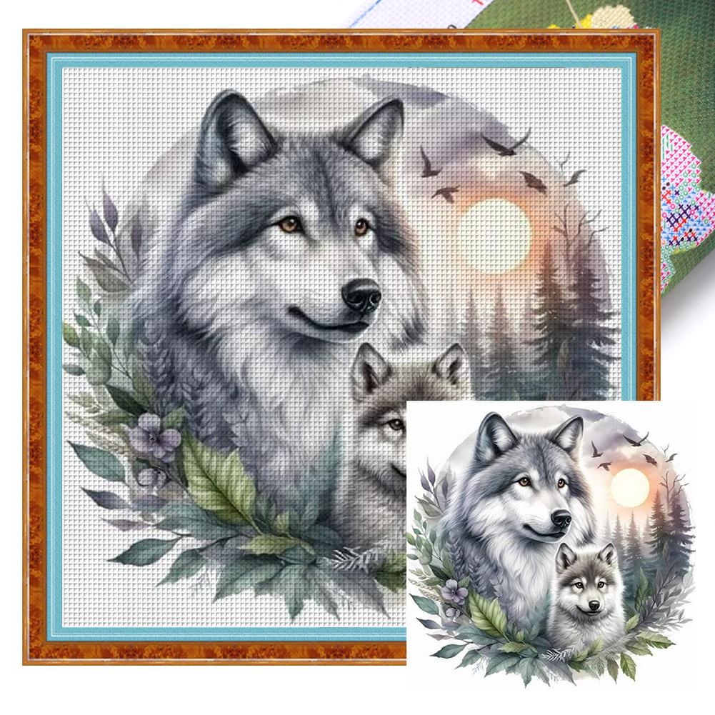 Wolf Full 11CT Pre-stamped Canvas(40*40cm) Cross Stitch