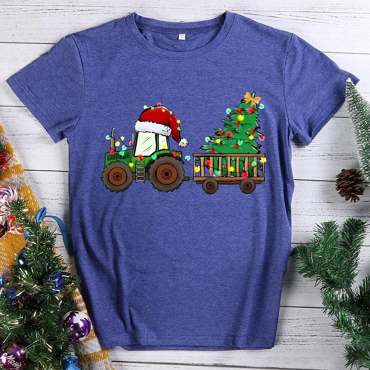 Christmas Tree Round Neck T-shirt-0019661