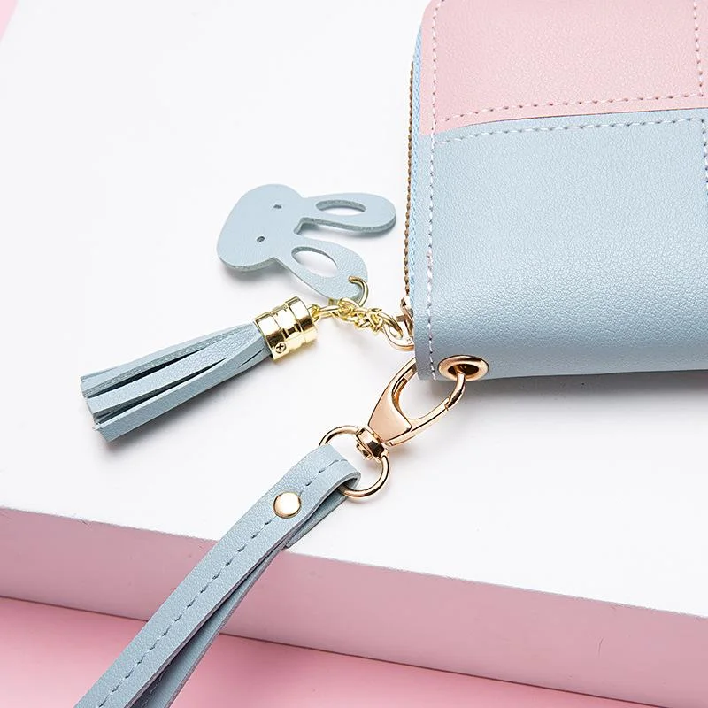 Fashion Wallet Long Girl Bag New Contrast Zipper Carry Wallet Card Bag