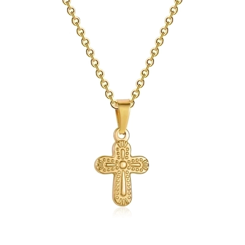 Stainless Steel 18K Gold Plated Minimalist Plating Inlay Cross Zircon