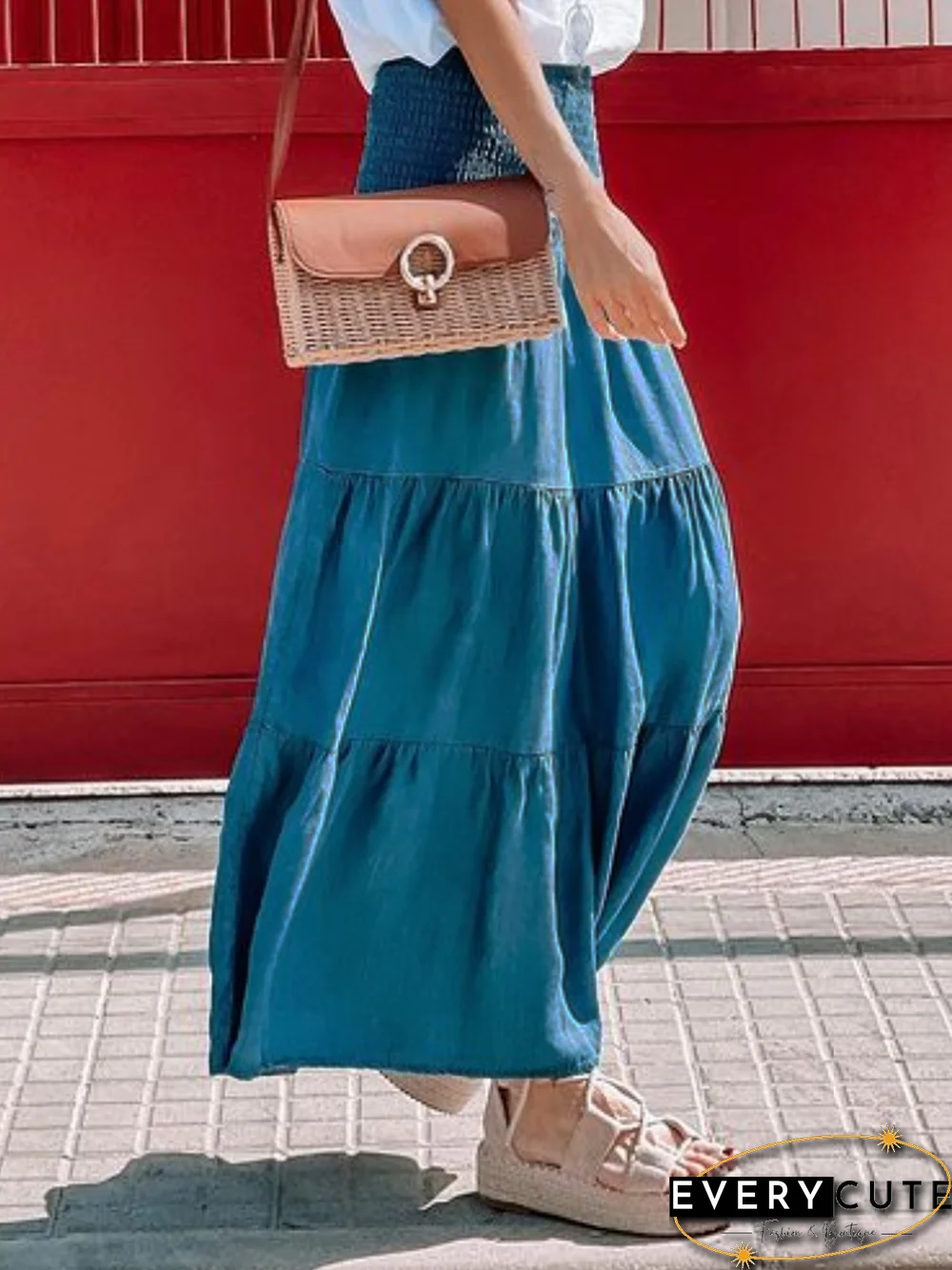 A-Line Denim Washed Skirt
