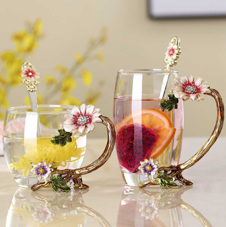 Heat-Resistant Saffron Mug with Stainless Steel Spoon Set