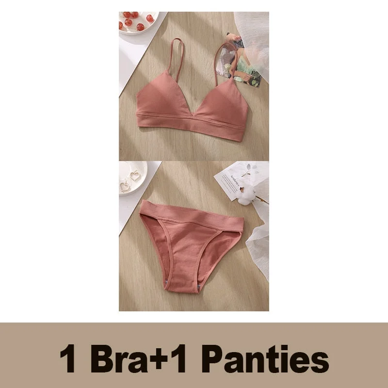 Bra Set Women's Underwear Push Up Bras Sexy Bralette Seamless Brassiere Gather Padded Female Wirefree Intimates Lingerie 2/3PCS