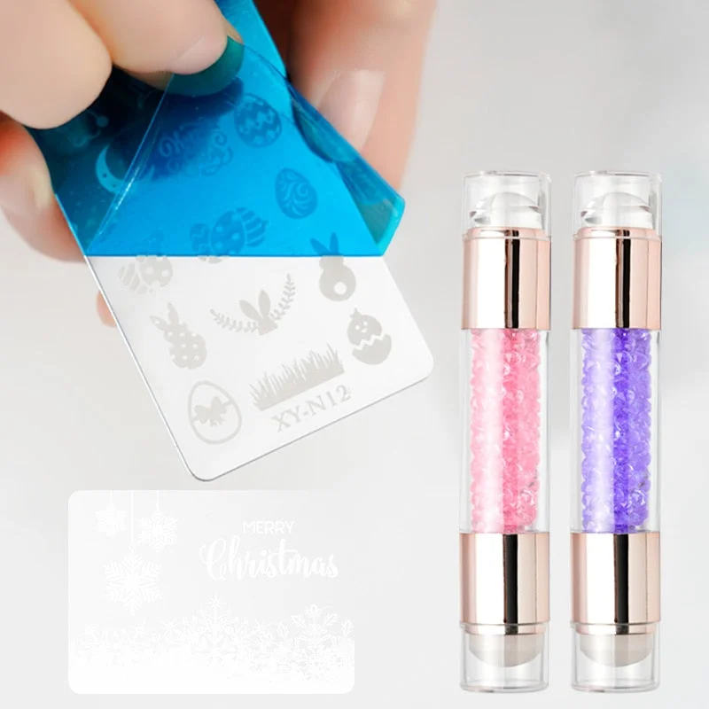 Nail Printing Tools Double-headed Silicone Seal Acrylic Color Diamond Template Seal Set Conversion Pen Nail Print Template Set