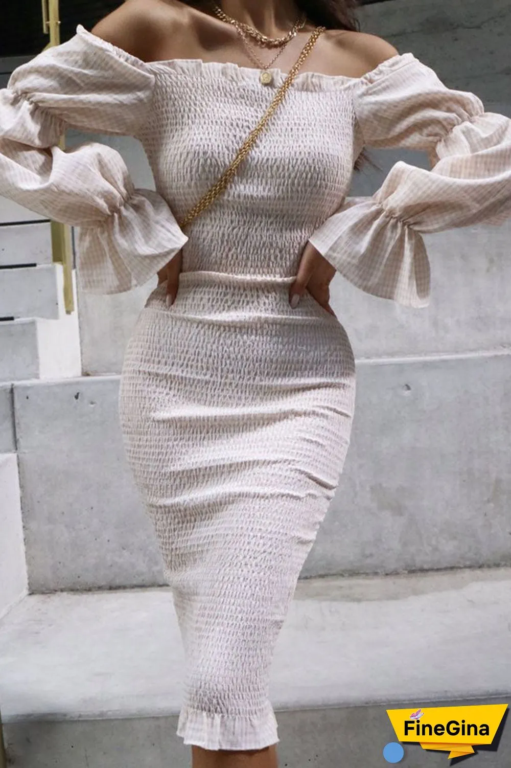 Fashion Casual Solid Split Joint Off the Shoulder Pencil Skirt Dresses