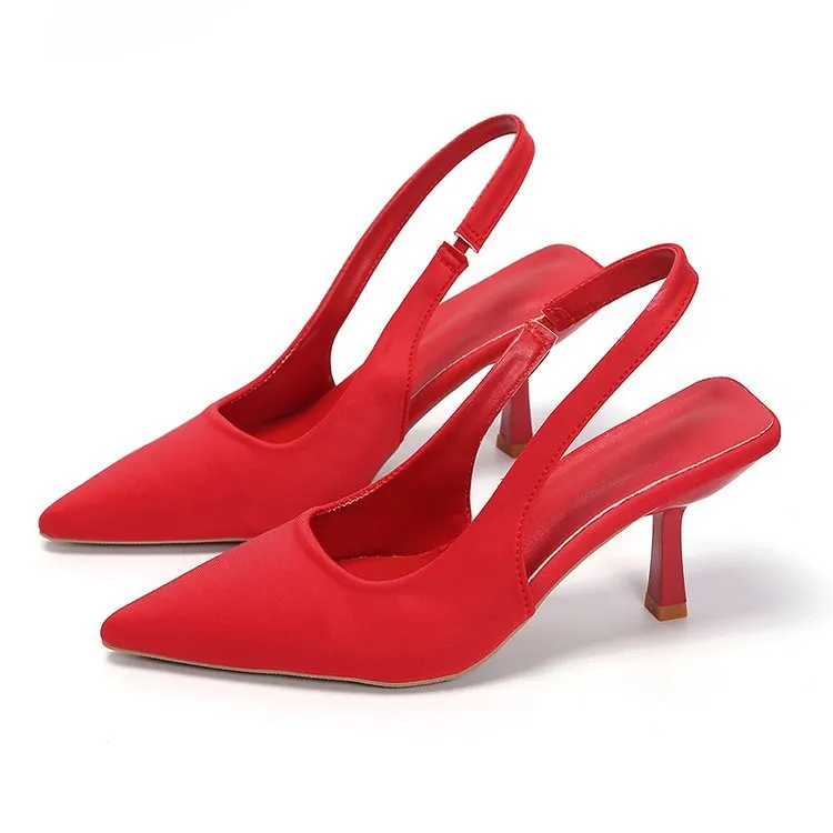 Uveng Uveng Spring And Summer New Pointed Thin Heel High Heel Shoes After Empty Head Sandals Fairy Wind With Skirt High Heels