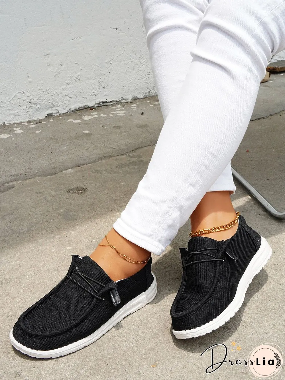 Casual Light Lace Up Flats Canvas Shoes